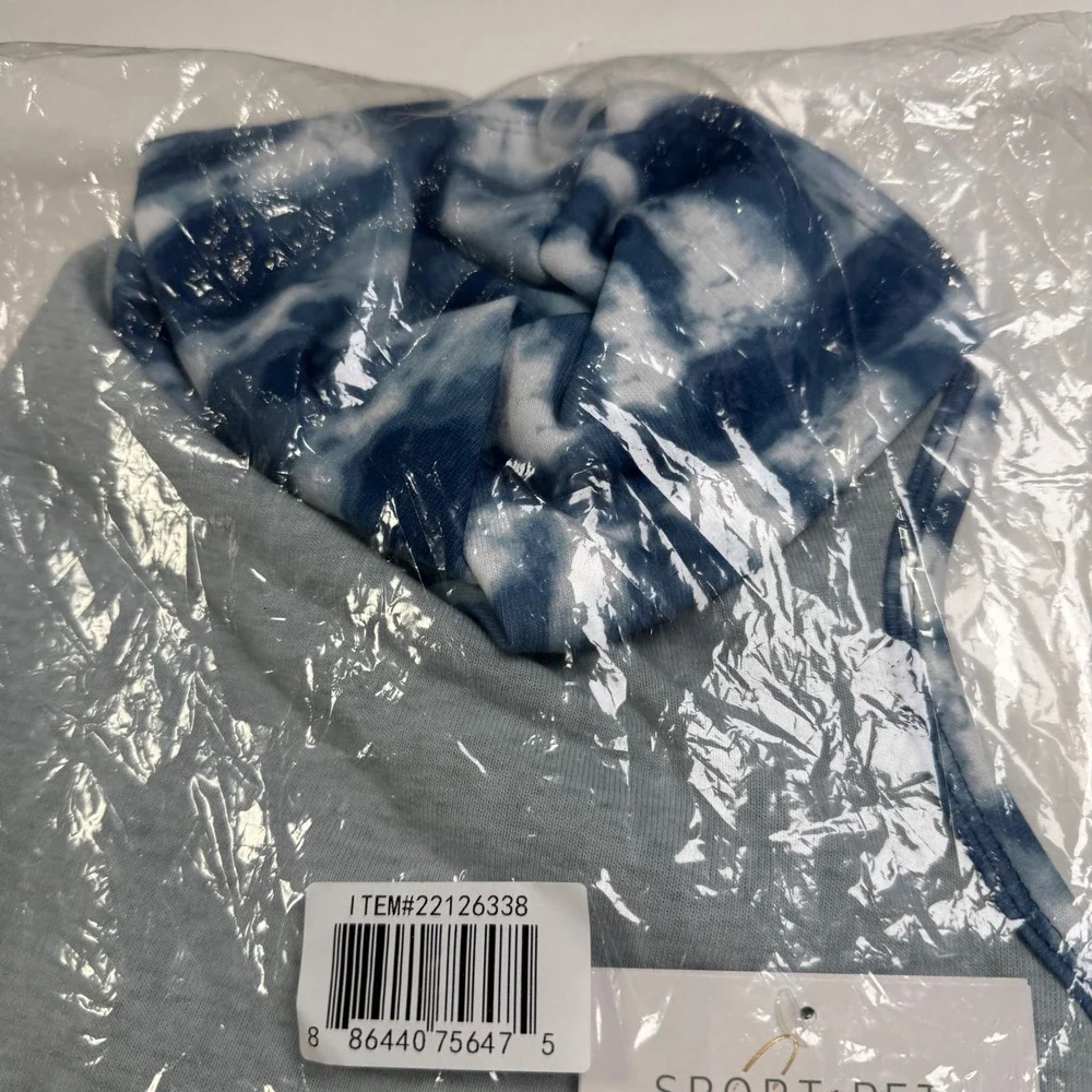 NEW SportPet Dog Hoodie Medium Blue Tie Dye Kanga Pocket Attached Hood Cozy Boho